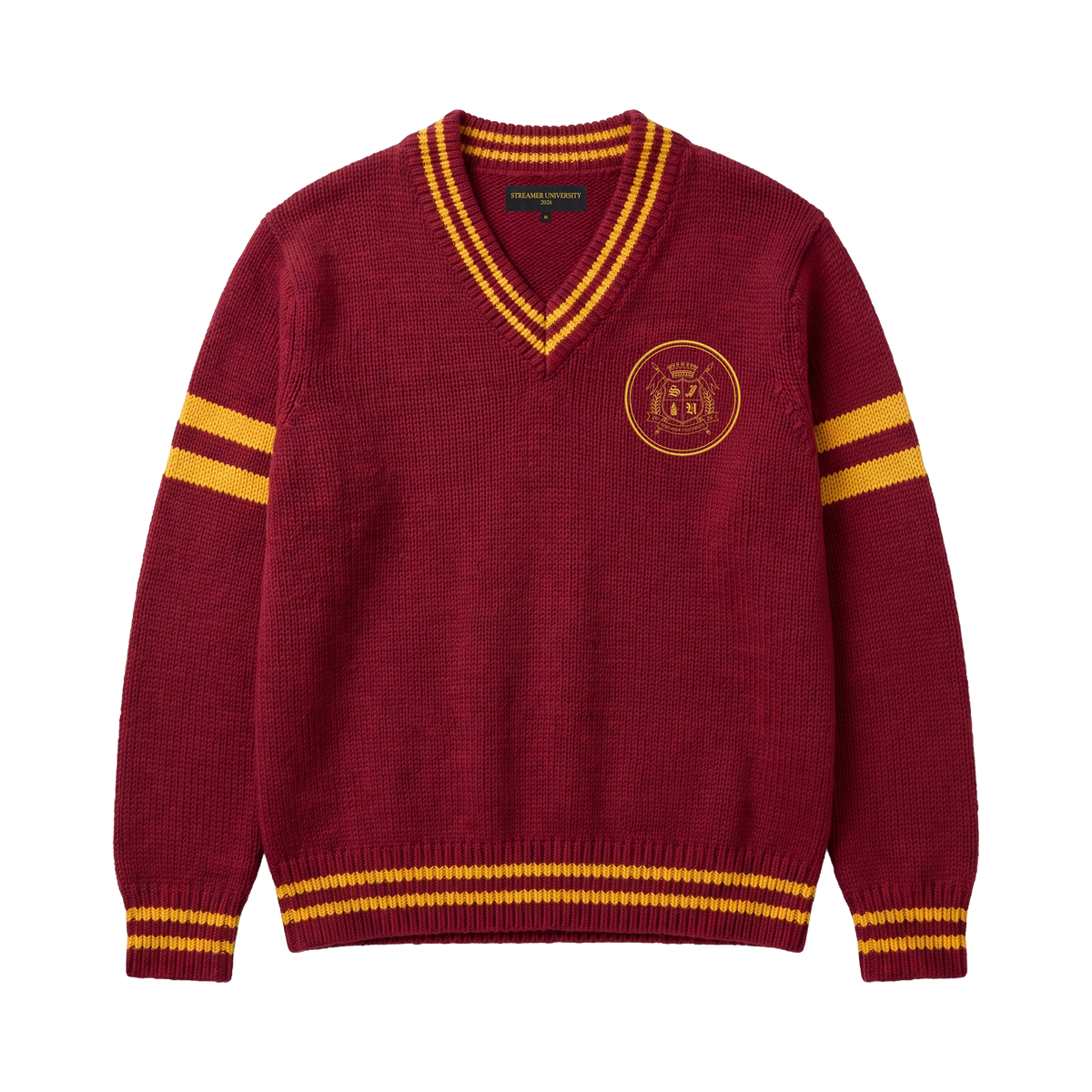 STREAMER UNIVERSITY KNITTED SWEATER